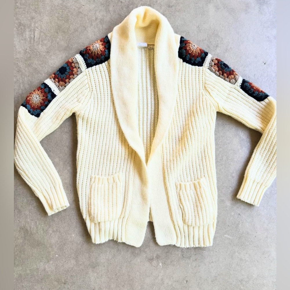 Vintage Shawl Granny Square Cardigan M-XL